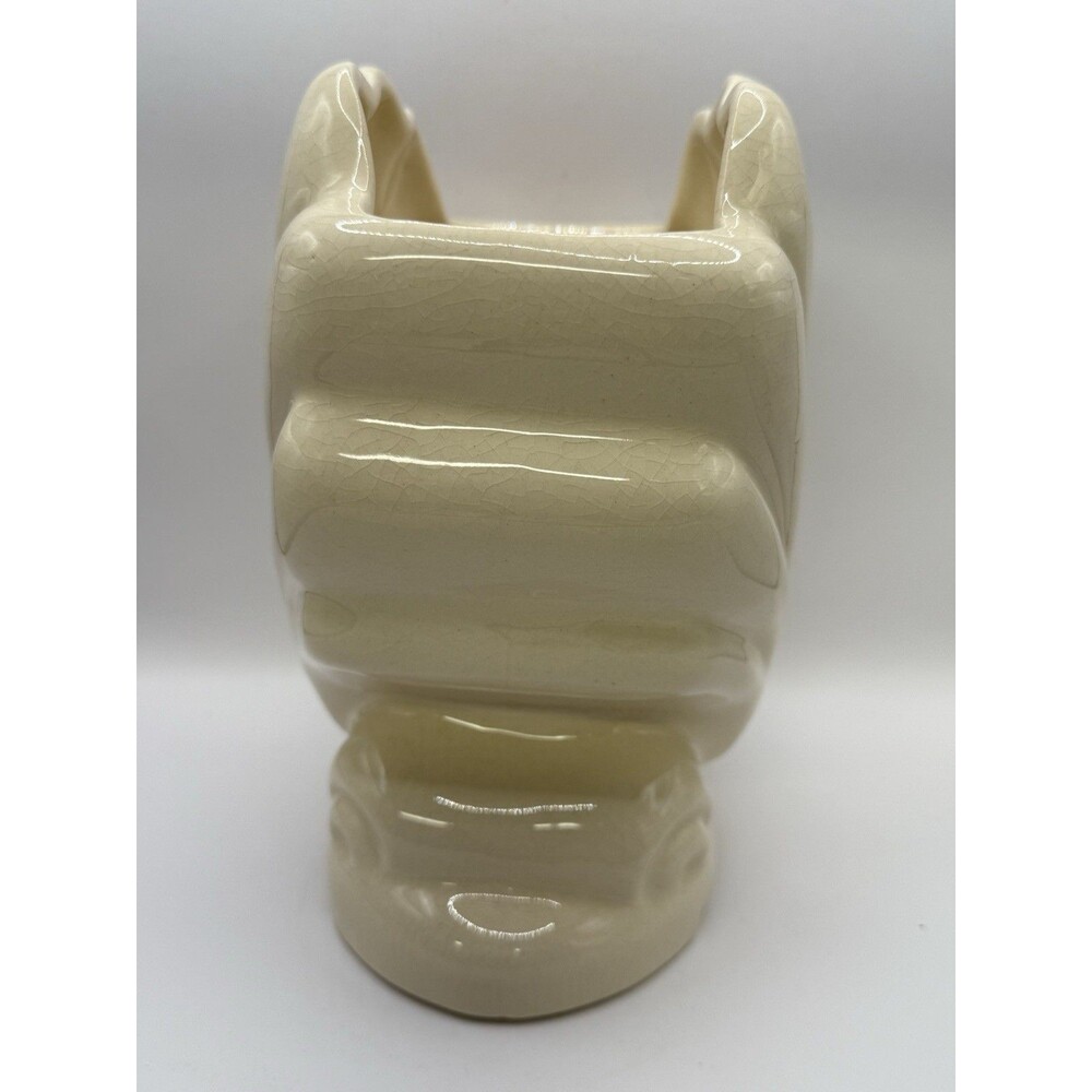 Footed Ceramic Cream Clam Shell Planter Vase Antique? American Bisque? - Picture 4 of 8
